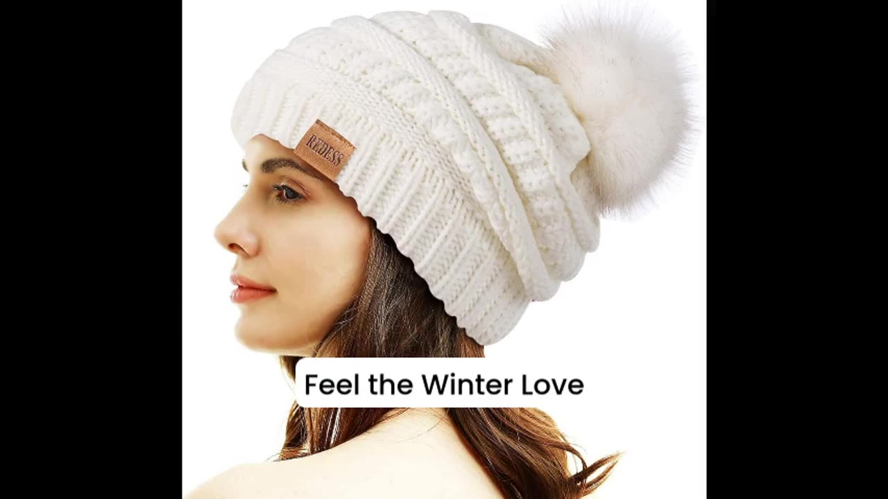 REDESS Women Winter Pom Pom Beanie Hat – Warmth Meets Style!