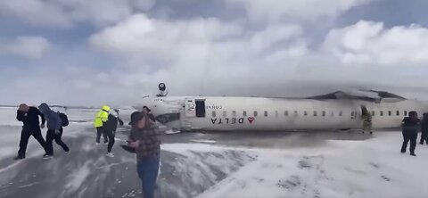 Delta Plane Crashes & Flips Upside Down At Toronto Airport Injuring Three People