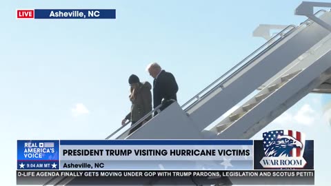 PRESIDENT TRUMP AND FIRST LADY STEP OFF AIR FORCE ONE INTO ASHEVILLE, NC