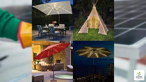 PULIVIA Solar Umbrella Lights Outdoor