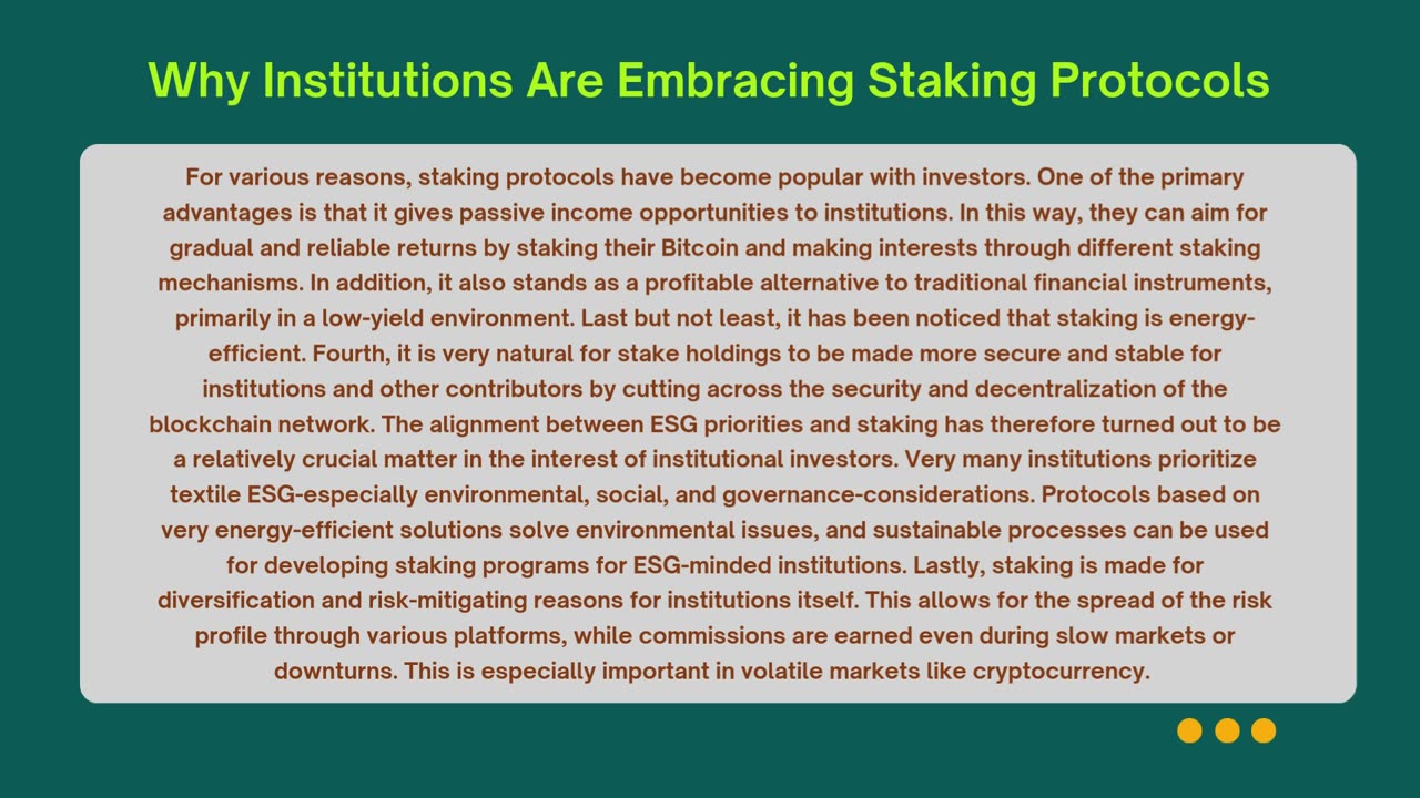 The Role of Staking Protocols in Driving Bitcoin Adoption Among Institutions