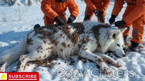 Rescuing an Arctic Wolf Infested with Bugs: A Heartwarming Scene!