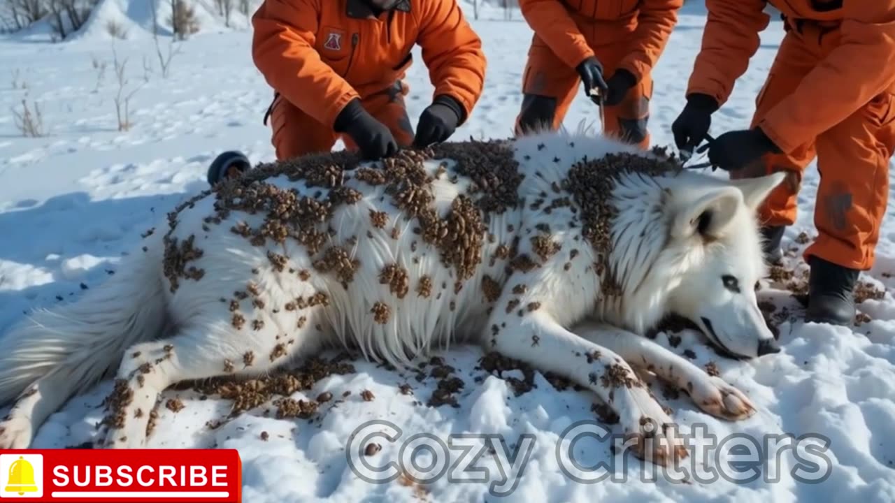 Rescuing an Arctic Wolf Infested with Bugs: A Heartwarming Scene!