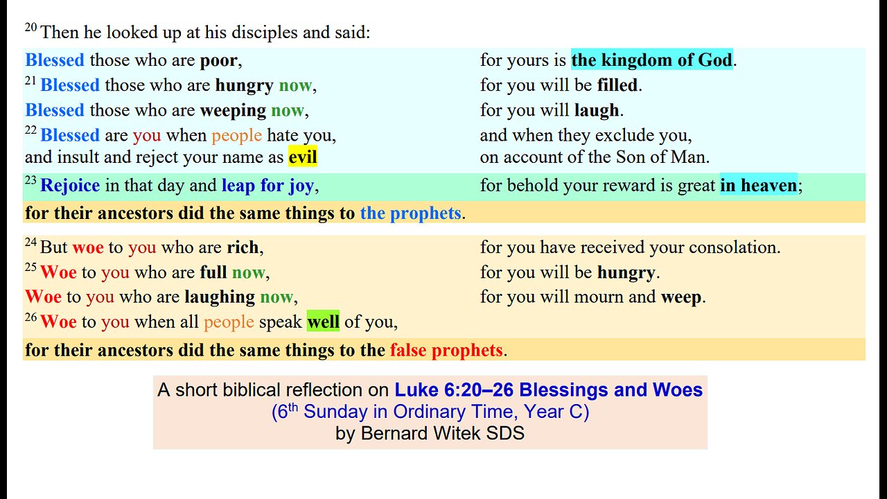 Luke 6:20–26 Blessings and Woes