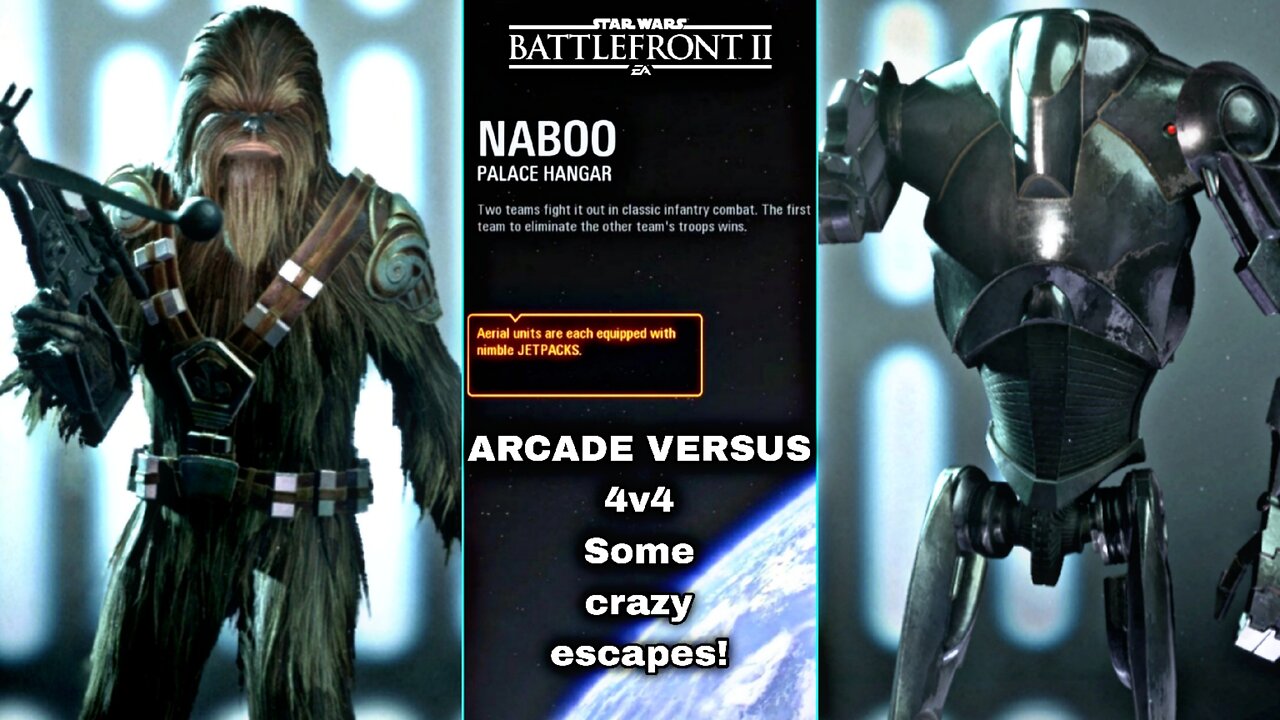 XB1X Star Wars Battlefront 2 G306, 2P local splitscreen Arcade on Palace Hangar, Wookie Warrior!