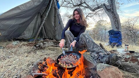 Bushcraft Adventure: Cooking Meat & Winter Camping in Subfreezing Temperatures"