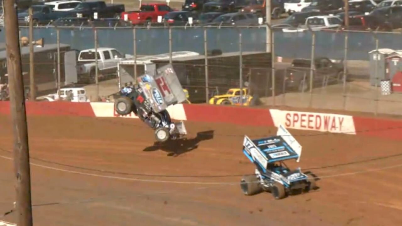 Sprint Car Driver Jacob Allen Flips Wildly At Lincoln Speedway