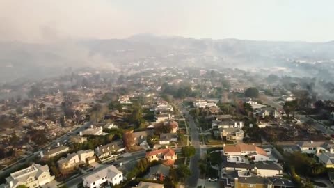 New drone footage shows complete devastation destruction OF Pacific Palisades Fire California