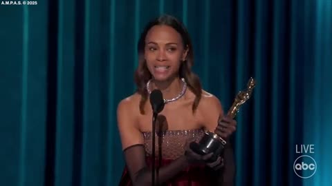 Oscars 2025: Zoe Saldaña wins her first Academy Award for best supporting actress in 'Emilia Pérez' #osacrs