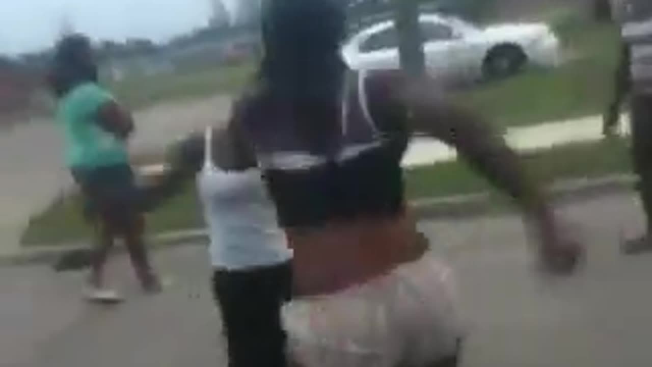 Girls fight in the street!