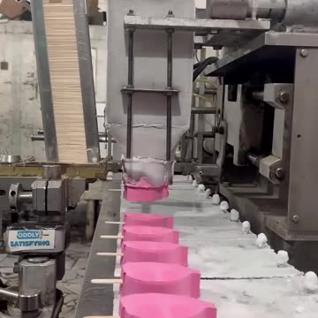 "🍦 Satisfying Pink Ice Cream ASMR: Watch the Hypnotizing Manufacturing Process Unfold!"