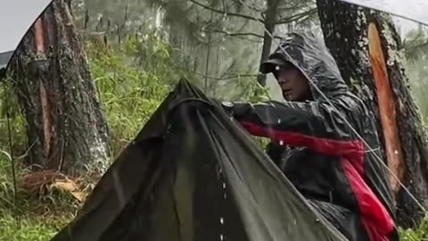 Solo Camping in Heavy Rain