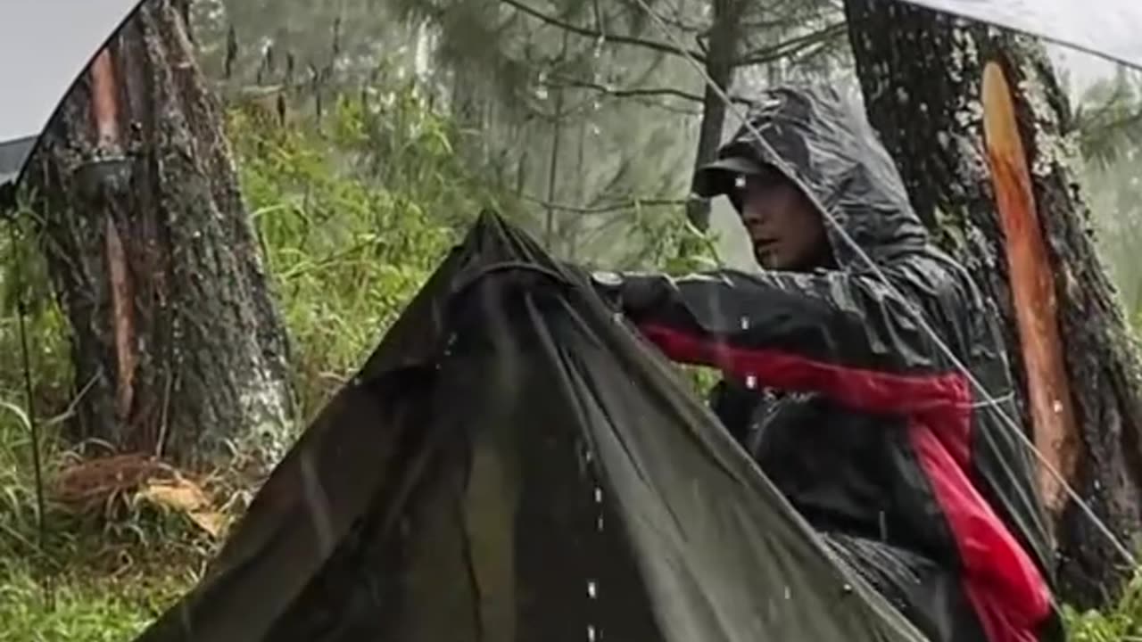 Solo Camping in Heavy Rain