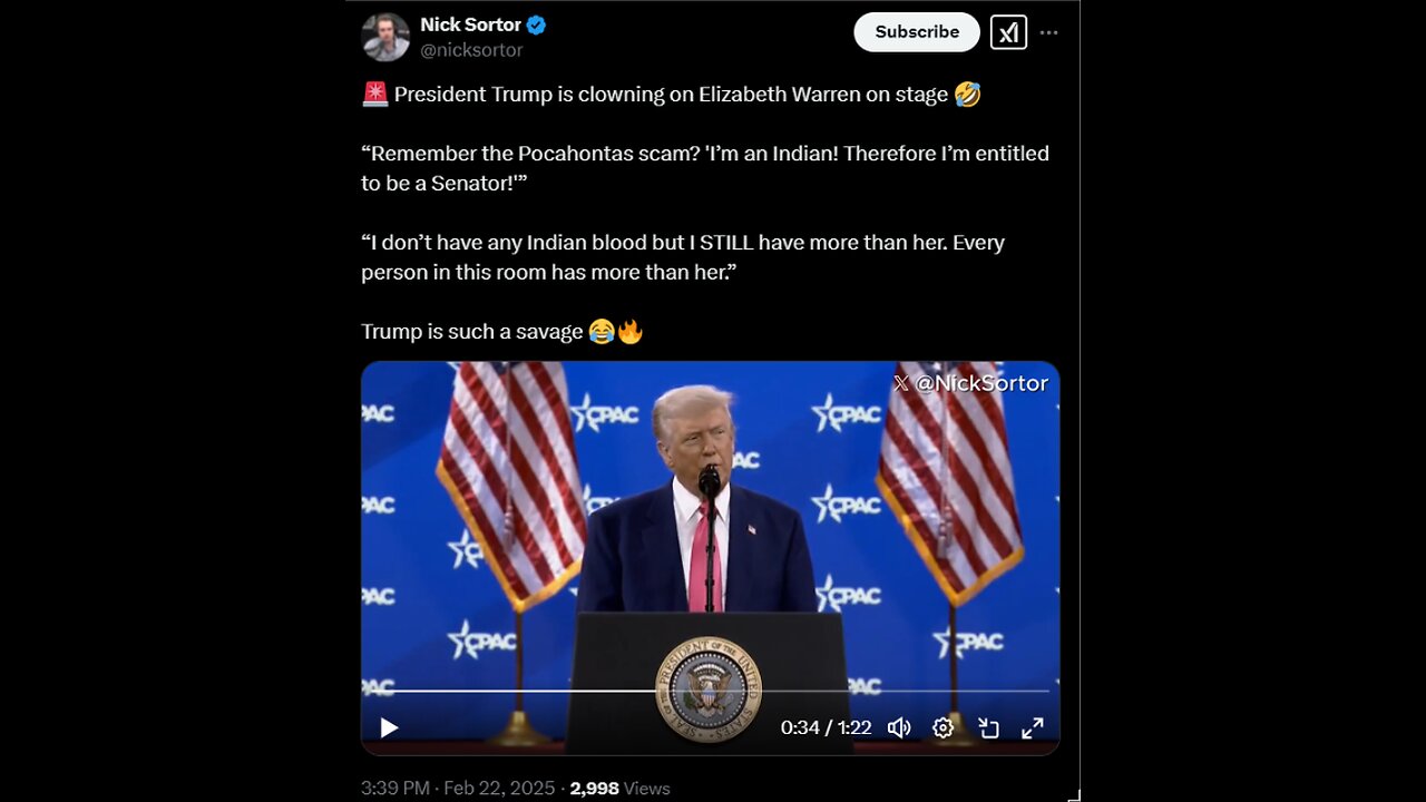 🚨 President Trump is clowning on Elizabeth Warren on stage 🤣