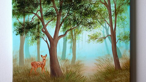 Forest Painting _ Green Forest Acrylic Painting _ Painting for Beginners