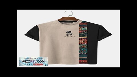 ChArmkpR Mens Japanese Rose Ethnic Pattern Patchwork Short Sleeve T-Shirts Khaki Review