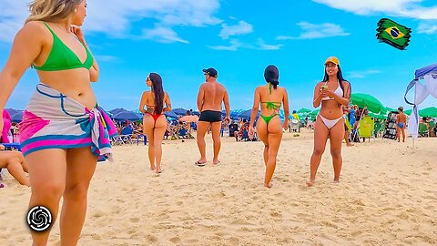 Relaxing Walking on Leblon Beach Rio de Janeiro, Brazil 🇧🇷