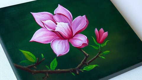 Flower painting _ Magnolia Flower Acrylic Painting Tutorial