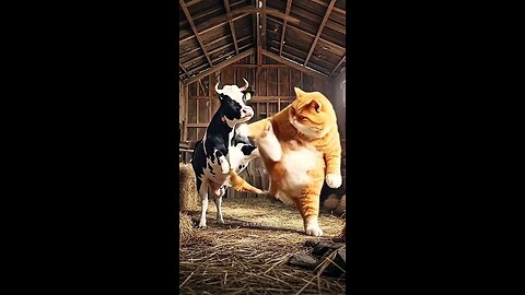 fighting cow Vs cat lover #fighting