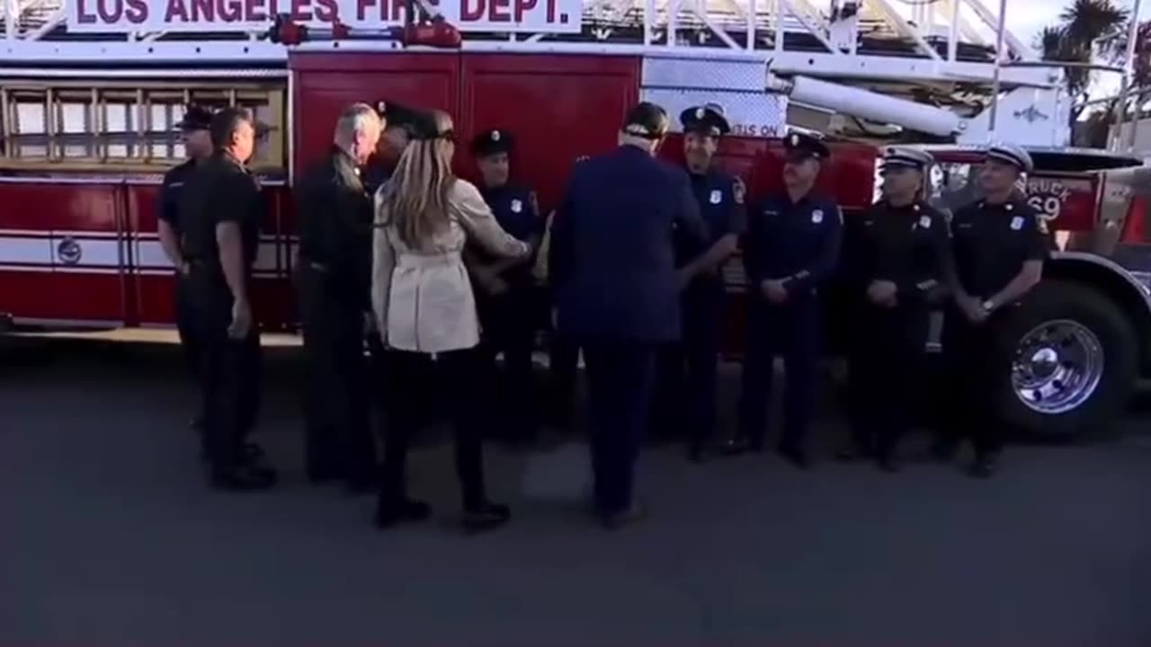 President Trump and First Lady Melania Meet With LA Fire Department