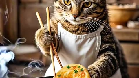 "Cat Prepares Sfenj: Funny Moments in the Kitchen