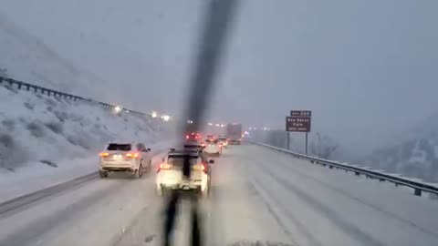 Drive truck on snowfall