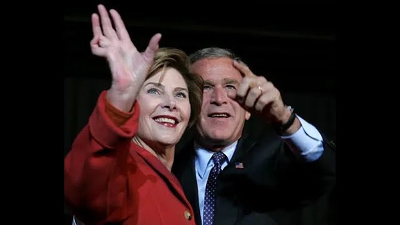 Laura Bush (wife of president George Bush) looking insane with satanic eyes