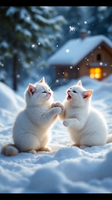 Both are happy in Snowfall 🦥😺 #Cats #Pets #Petslover #unfreezemyaccount #ViralVideos #KidsVideos
