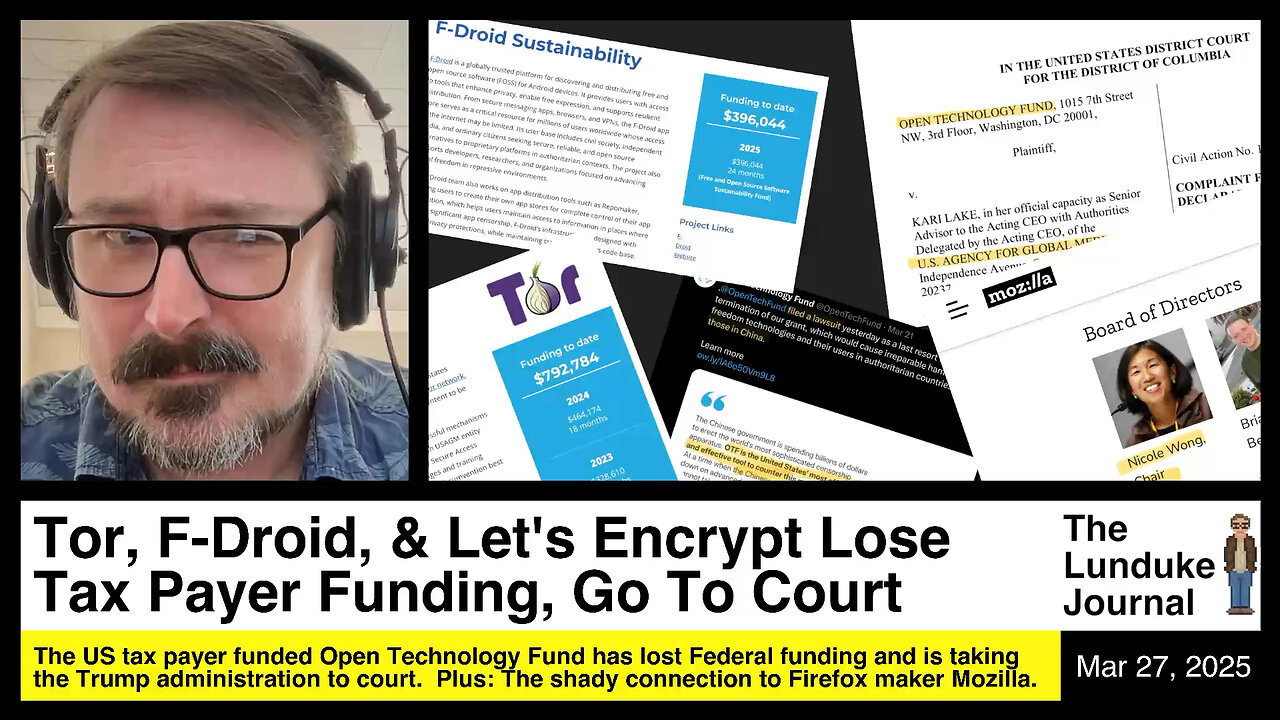 Tor, F-Droid, & Let's Encrypt Lose Tax Payer Funding, Go To Court