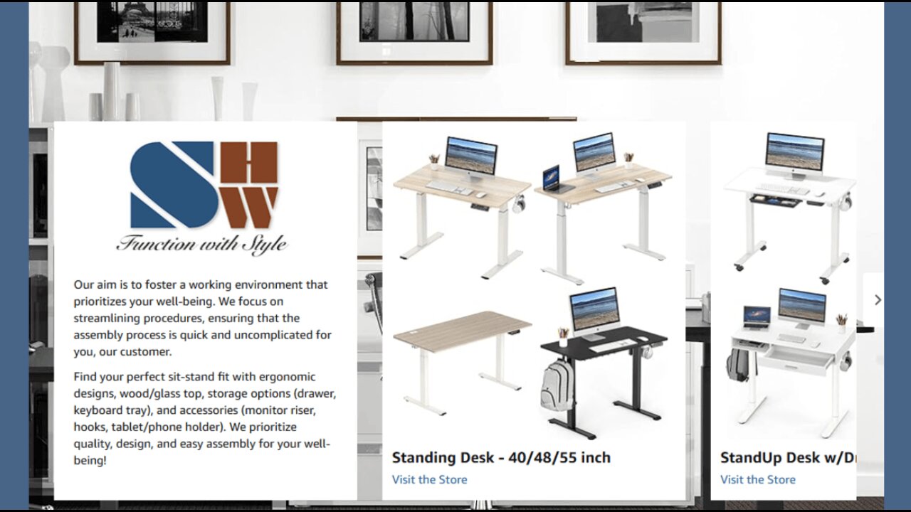 SHW 55-Inch Large Electric Height Adjustable Standing Desk