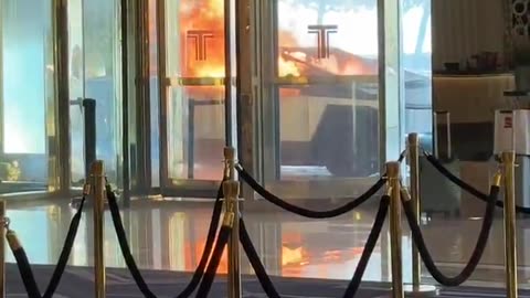 A Tesla Cybertruck is on fire in front of the Trump hotel in Vegas. Coincidence?