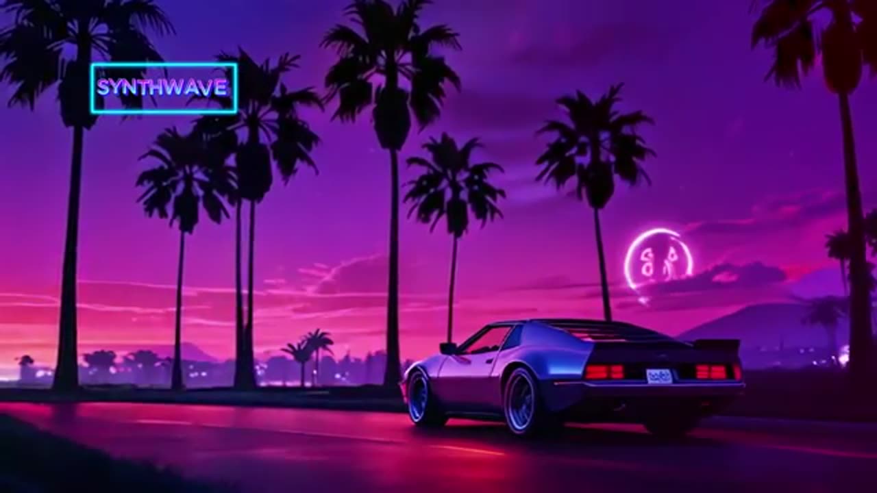 Synthwave Sunset Cruise Down Miami Beach