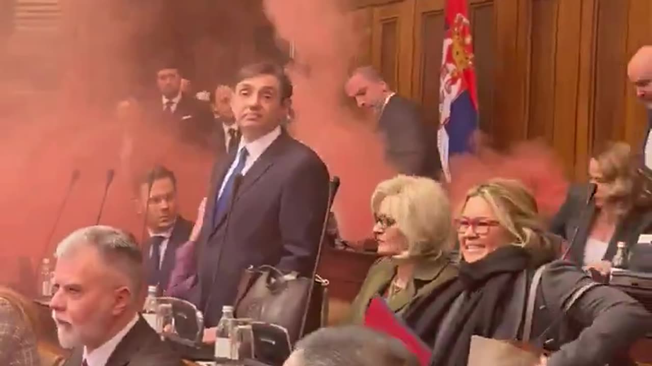 🤯 Chaos in the Serbian Parliament — deputies brawl and throw smoke