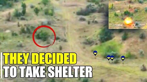 UNSAFE! Ukrainian soldiers group run away from a drone chase