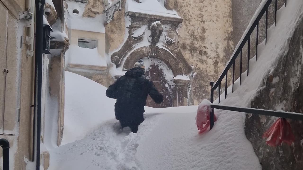 Over One Meter Of Snow Blankets Italian Town