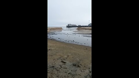 Santa Barbara, California salt water marsh destroyed from beach erosion