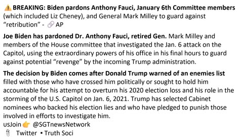 Biden pardons Anthony Fauci, January 6th Committee members