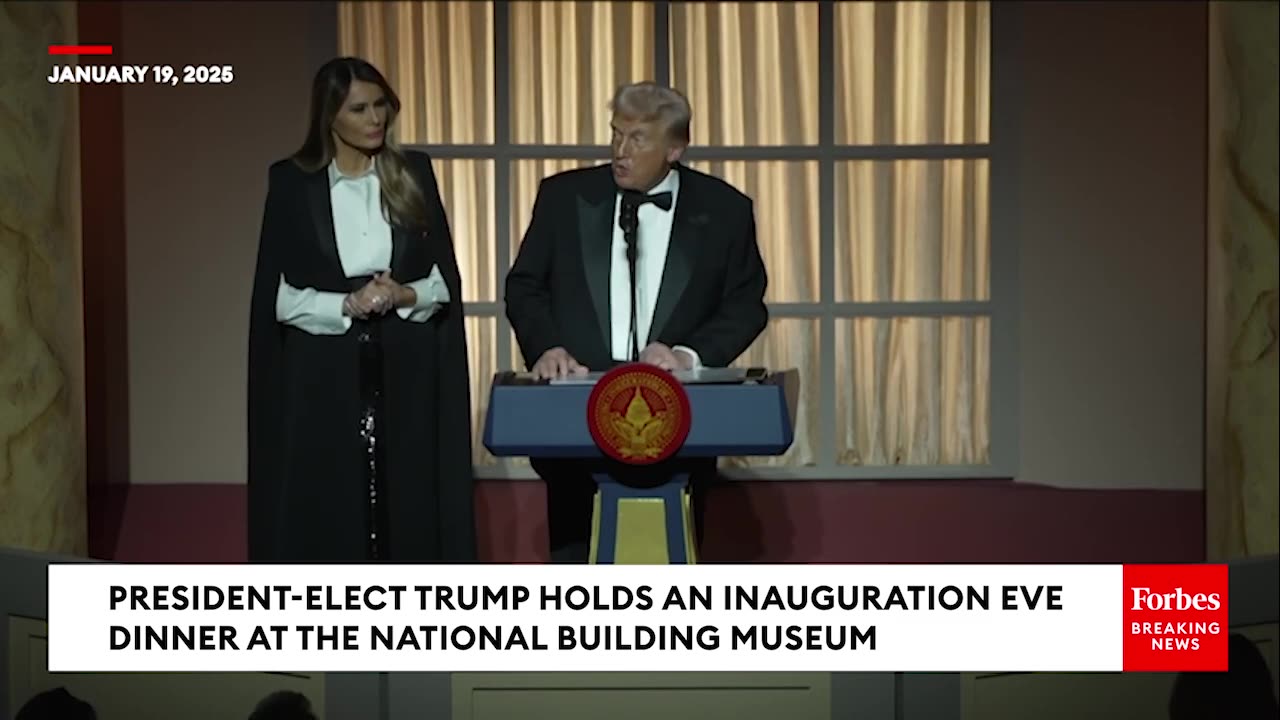 President-Elect Trump, Alongside Melania, Delivers Remarks At Inauguration Eve Dinner