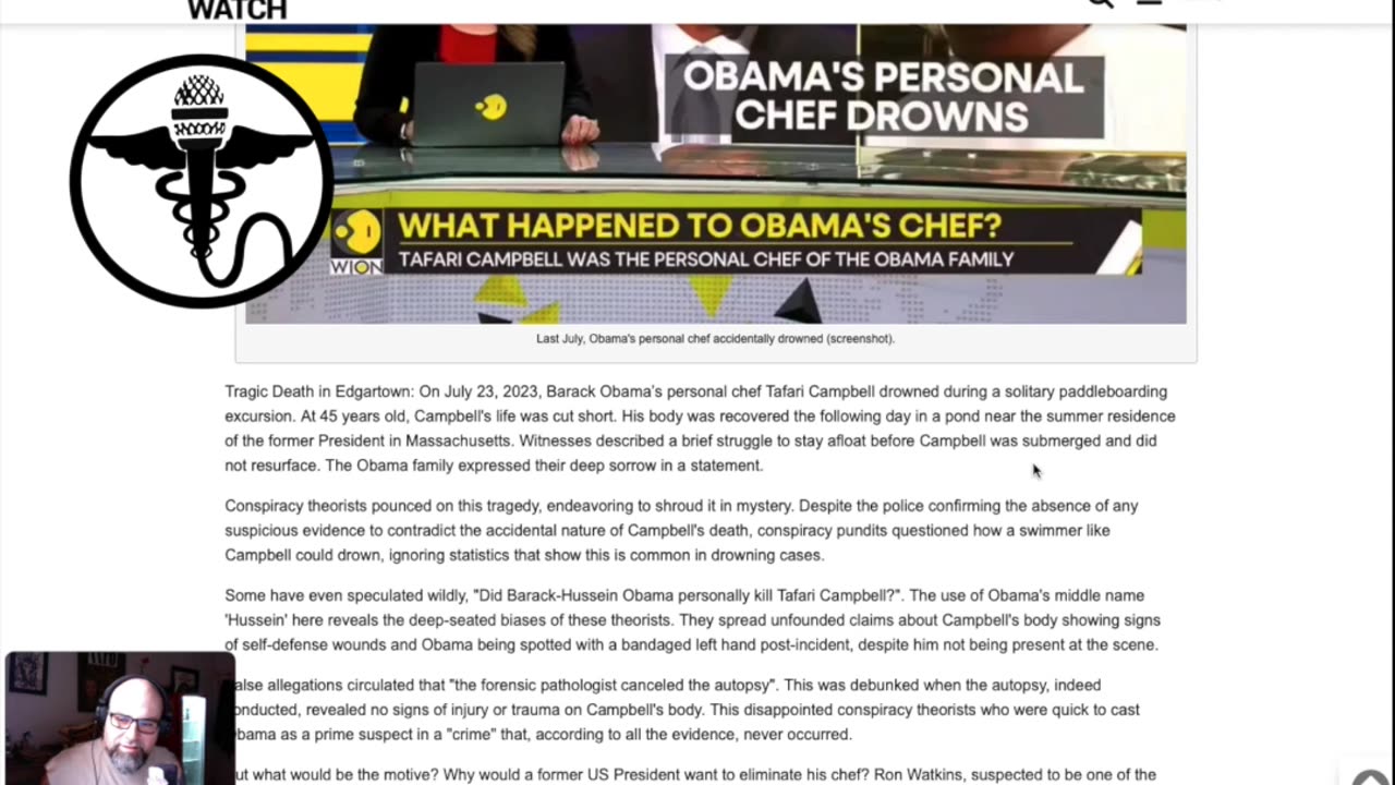 OBAMA'S CHEF "ACCIDENTALLY" DROWNED?: Army Ads Critique, and Conspiracy Debates