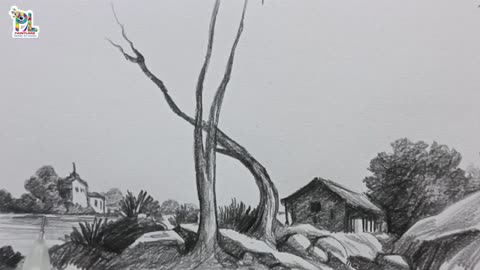 How to draw Twisted Trees in a Pencil Scenery Art | Pencil sketch and shading