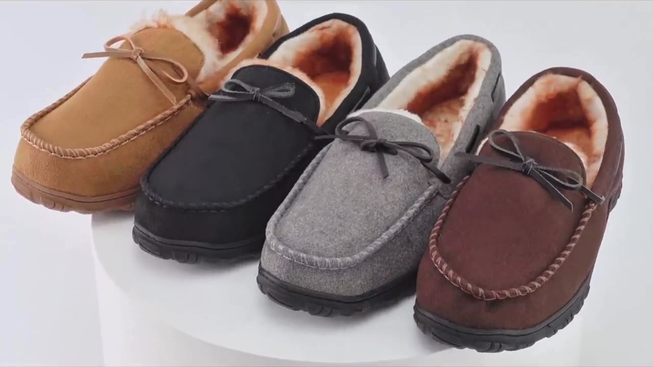 Anti-slip moccasin slippers for men