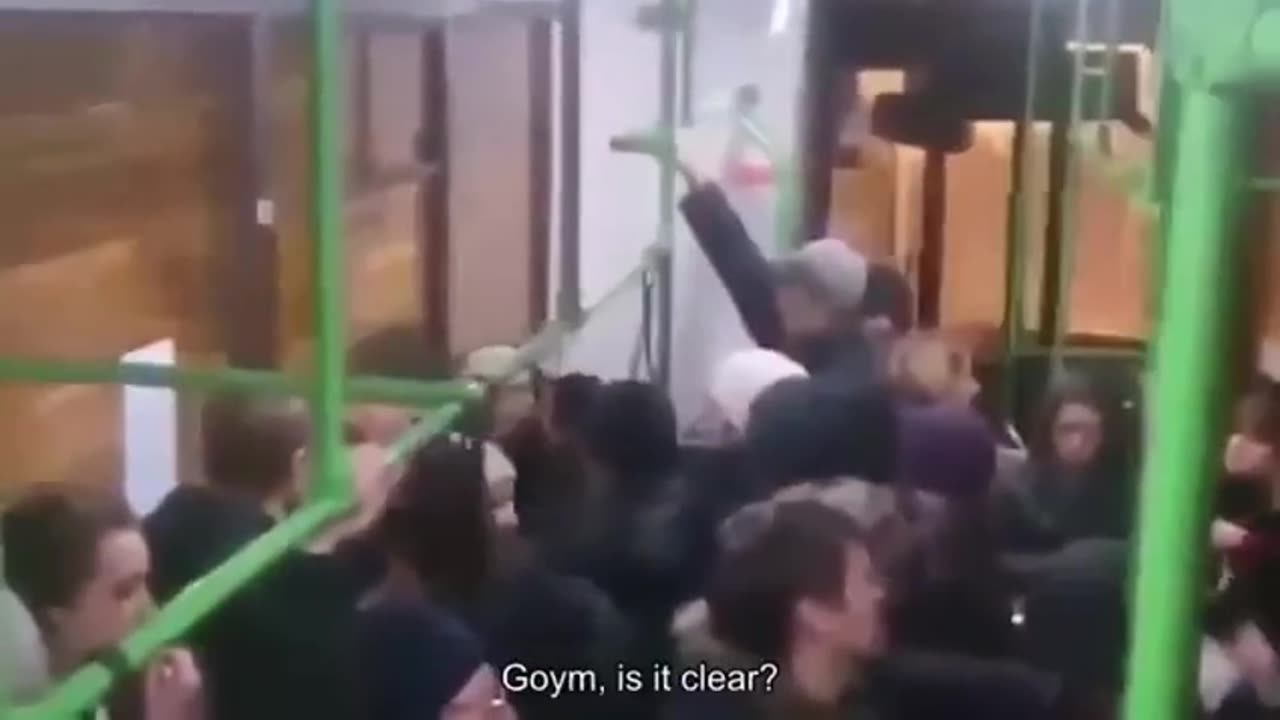 Jewish woman with blood curdling scream on bus yells Goyim you are all GoyimIm a Jewess.mp4