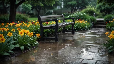 🌧️ Listening to the Gentle Rain in Flower Garden, Relax and Unwind 🌸