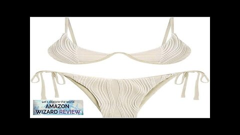 ZAFUL Women's Textured Underwire Bikini Set V Notch High Cut Swimwear Tie Review