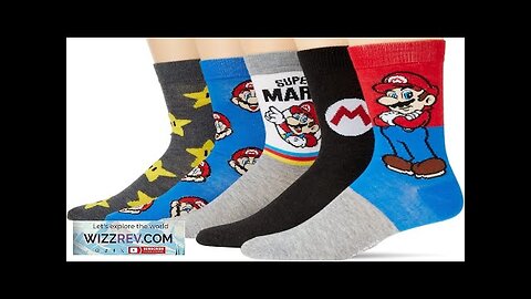 Mario Men's Nintendo 5 Pack Crew Socks Grey Multi 10-13 Review