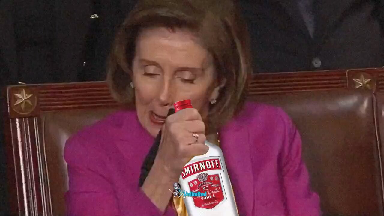 Drunken Nancy looks Destroyed crying during Presidential Speech