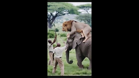 wildlife lion attack on elephant....