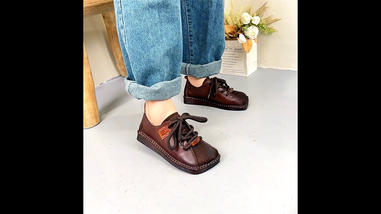 Handkrafted Retro Genuine Leather Square Shoes