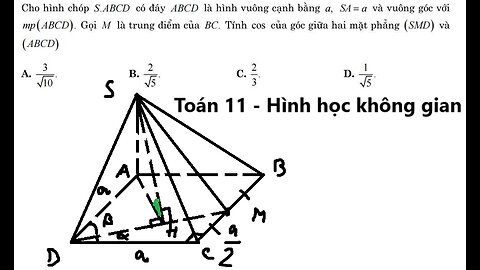 Toán 11: Cho hình chóp S.ABCD có đáy ABCD là hình vuông cạnh bằng a, SA=a và vuông góc với mp(ABCD)