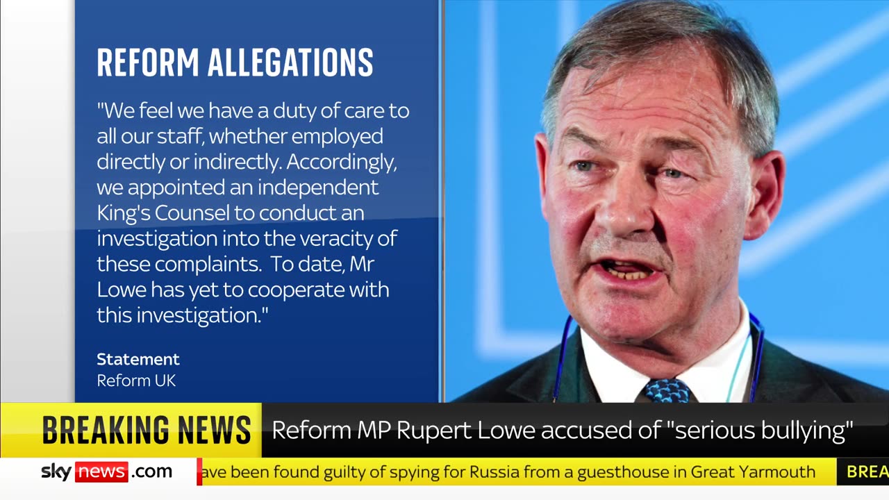 Reform UK MP Rupert Lowe has been reported to the police over alleged threats